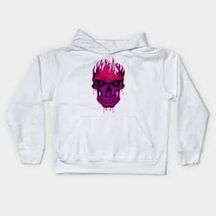 Flame Skull - Hot Pink Kids Hoodie